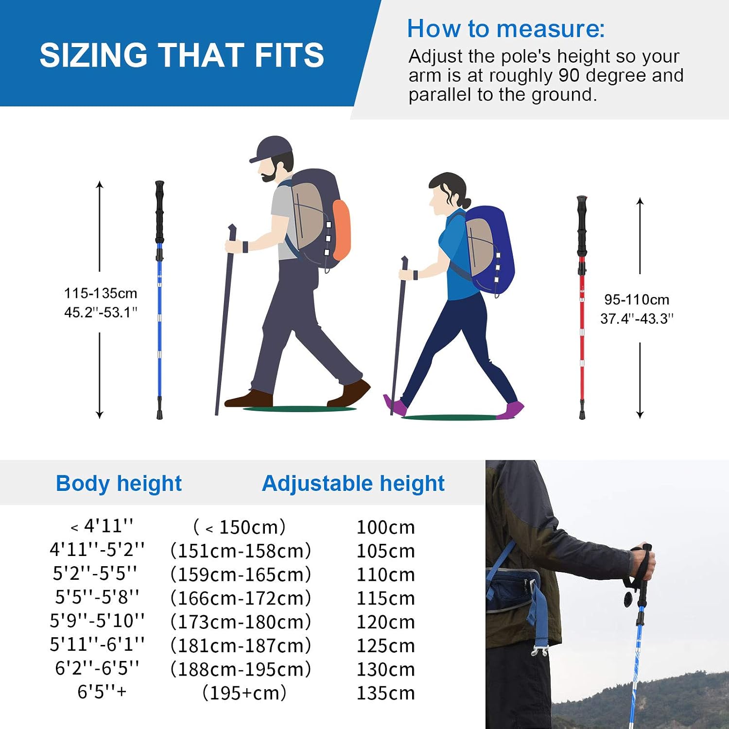 BISINNA Lightweight Collapsible Trekking Poles Folding Hiking Sticks | 2pc set,Aircraft-Grade Aluminum ,Quick Lock System ,EVA grip Telescopic Adjustable Walking Stickls for Men Women Seniors