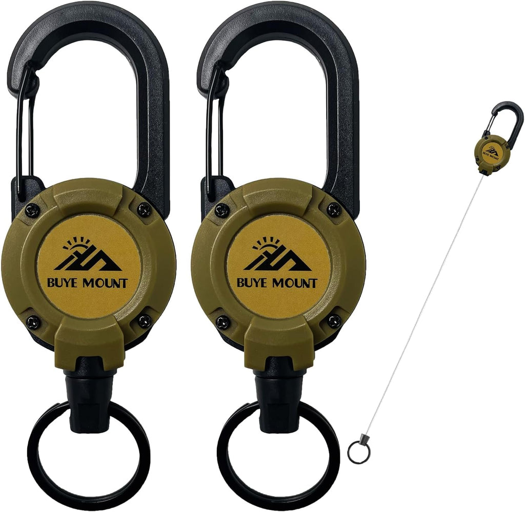 Yojaro Retractable Keychain Heavy Duty 2Pack, Multitool Carabiner Badge Holder, Retractable Keychain Clip Id Holder, Upgraded 58cm Stainless Steel Cord Yellow