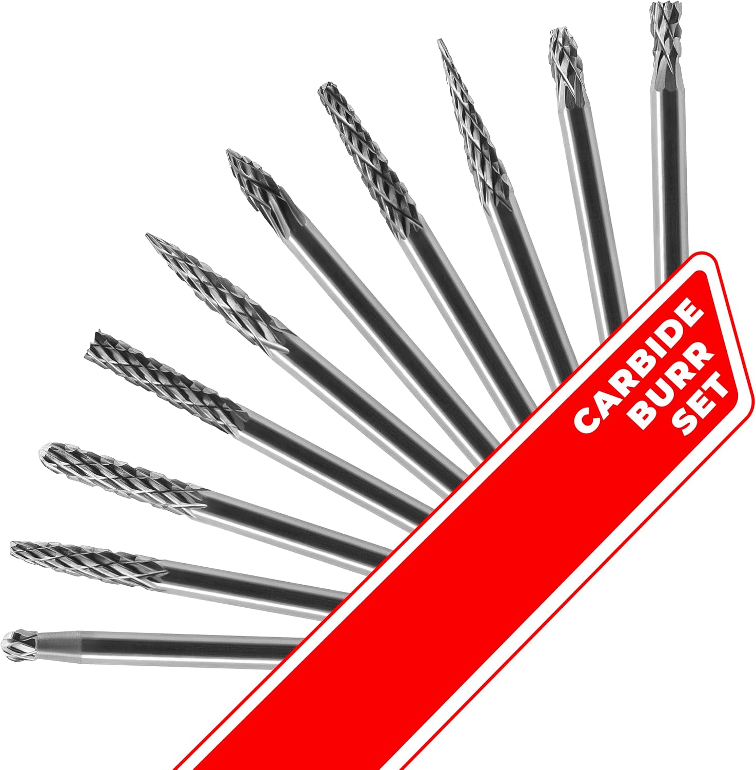 Tungsten Carbide Burr Set 1/8 (3 mm) Shank, Die Grinder Bits, 20 PC Cutting Burr Bits, Carving Bits for Dremel, Double Cut Rotary Burr Set for Metall Carving, Engraving, Drilling, Polishing