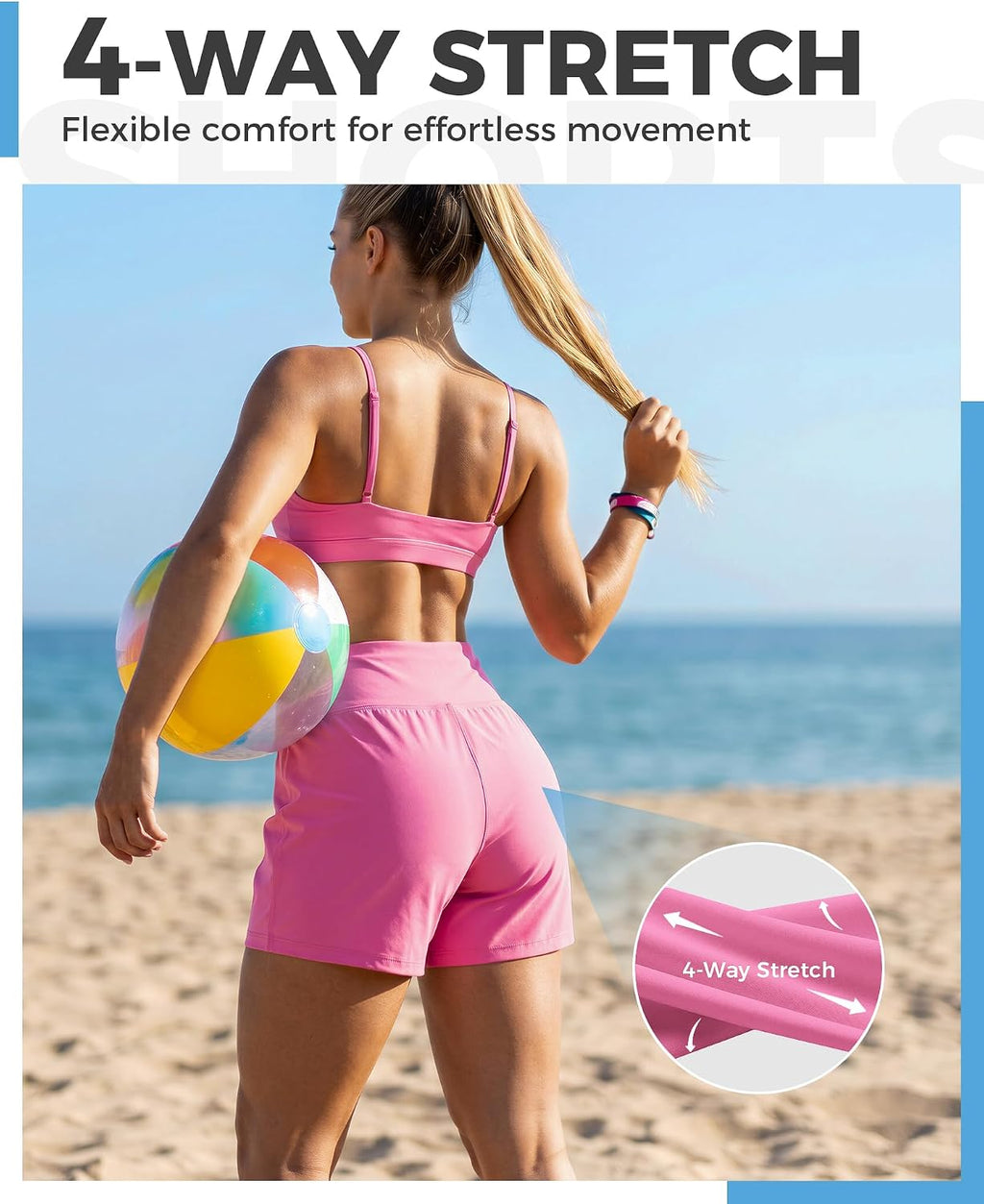 Ommiivex Women Swim Shorts 5 Inches High Waist Extremely Stretch Softness Quick Dry for Pool Beach Board Summer Vacation
