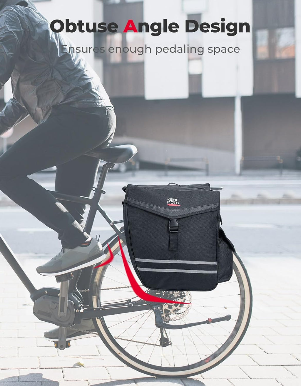 KEMIMOTO Panniers Bike Bags 40L/50L, Flip-Top with Waterproof Rain Cover