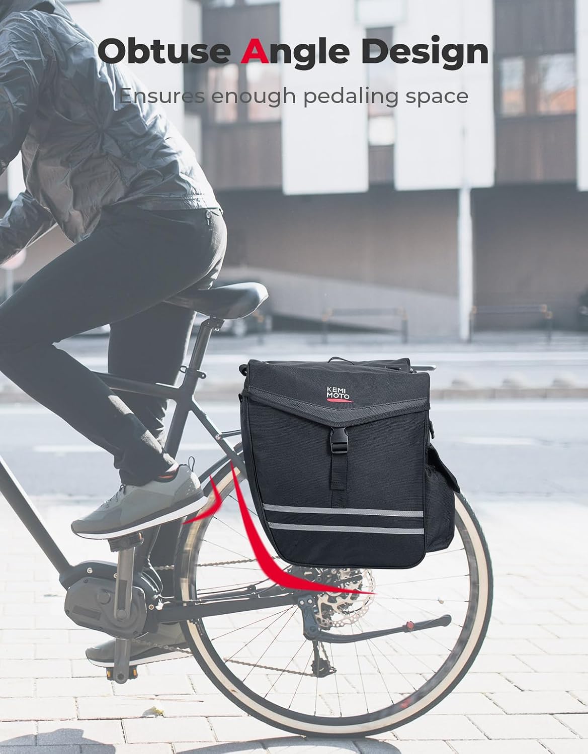 KEMIMOTO Panniers Bike Bags 40L/50L, Flip-Top with Waterproof Rain Cover