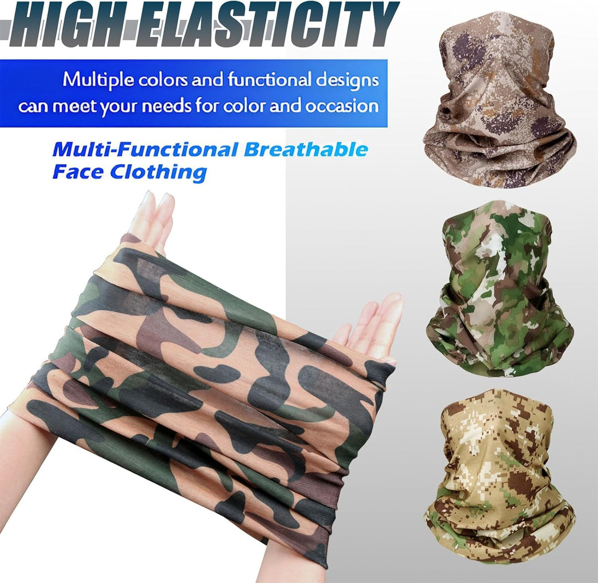 20 pcs Breathable Neck Gaiter Face Scarf Mask for Men Women Sun Protection Bandana Hiking, Cycling, Sports, Fishing