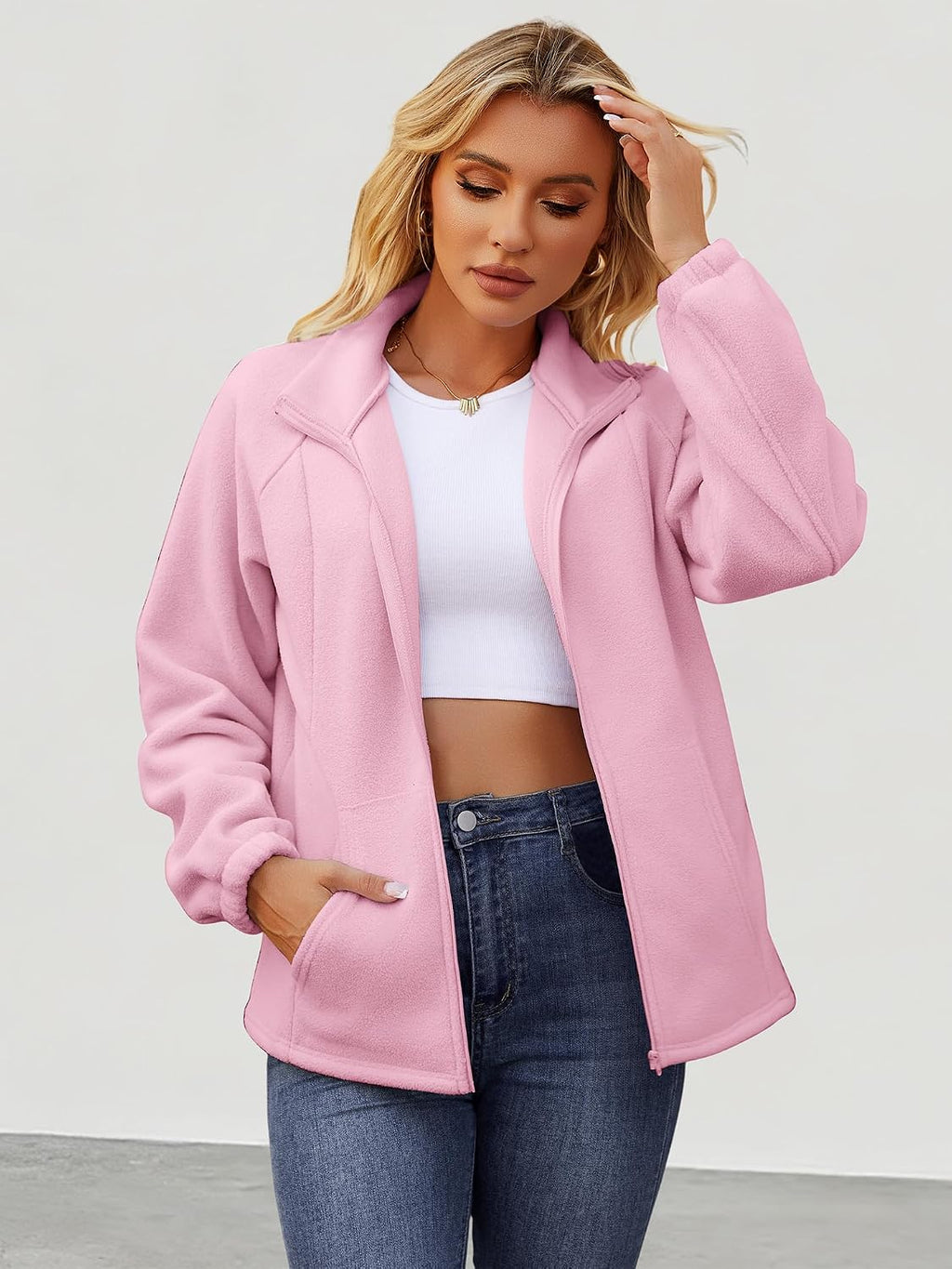 UEAL Womens Zip Up Fleece Jacket