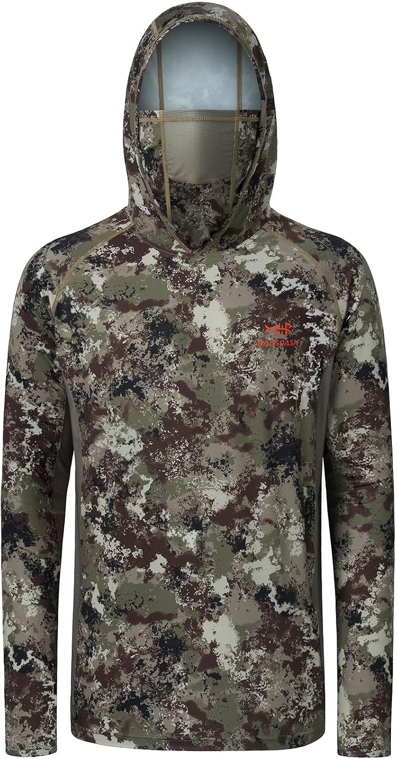 BASSDASH Men's UPF 50+ Camo Long Sleeve Hunting Fishing Hoodie Shirt
