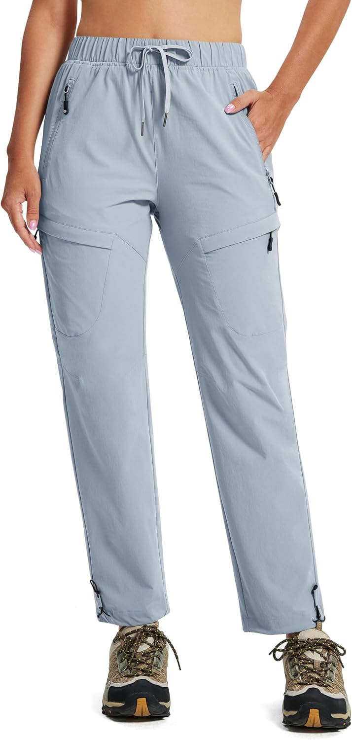 MoFiz Womens Hiking Cargo Pants Waterproof Lightweight with Zipper Pockets