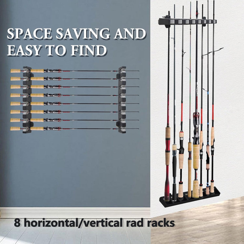 Horizontal Fishing Rod Holders Wall Mount,Pole Rack for Garage