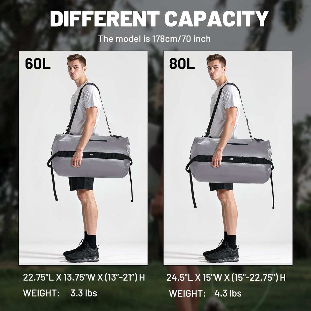 MIER Large Waterproof Duffel Bag - 60L/80L Dry Bag Backpack