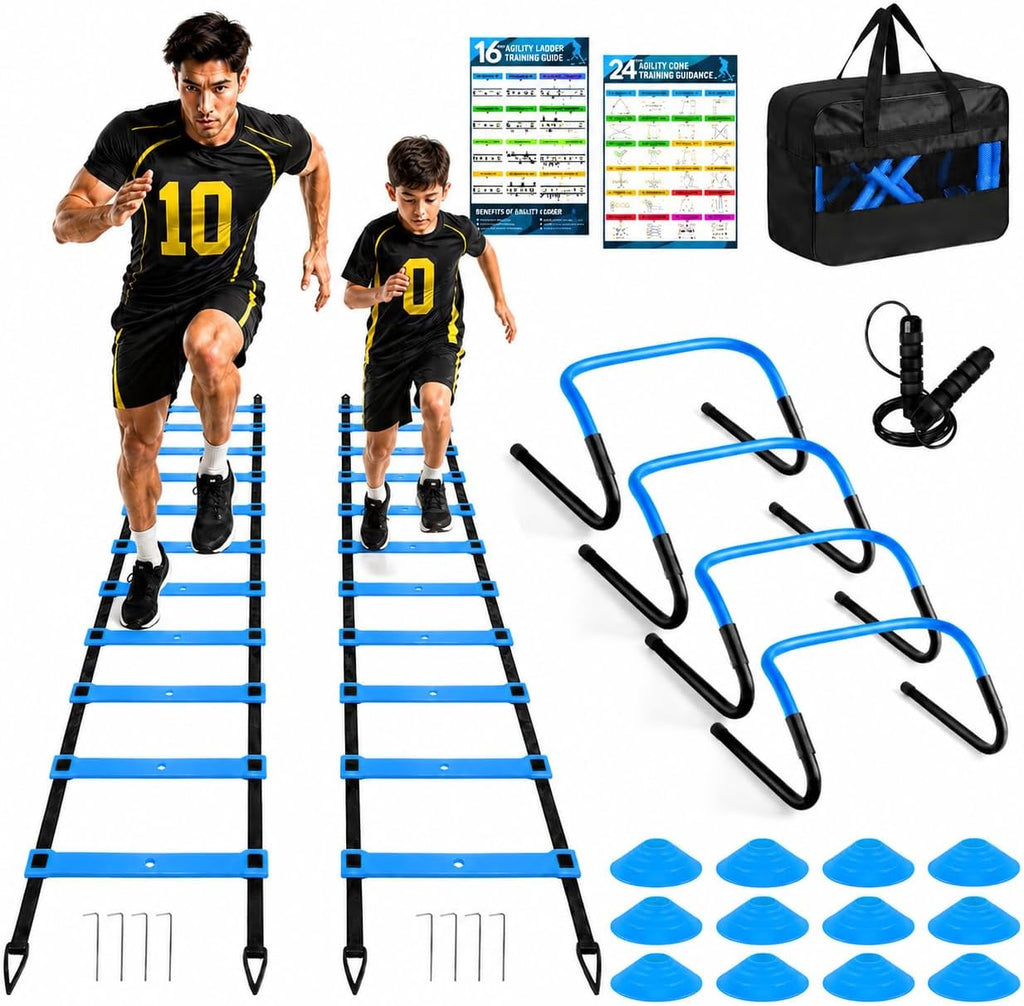 BORNEW 2 Pack Agility Ladder, Soccer Speed Training Equipment Set