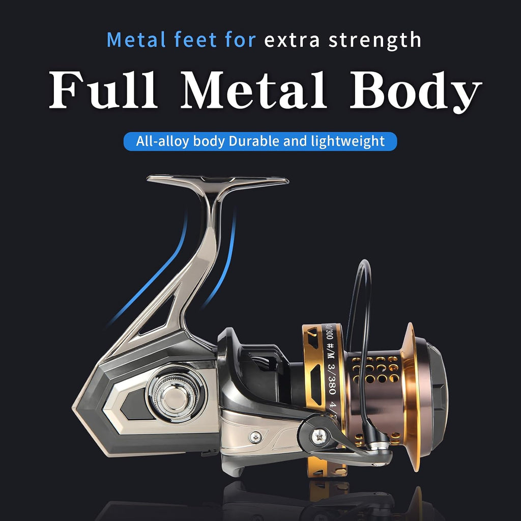 HAUT TON Spinning Reel, 6+1BB Metal Surf Fishing Reels, 55lbs Max Drag