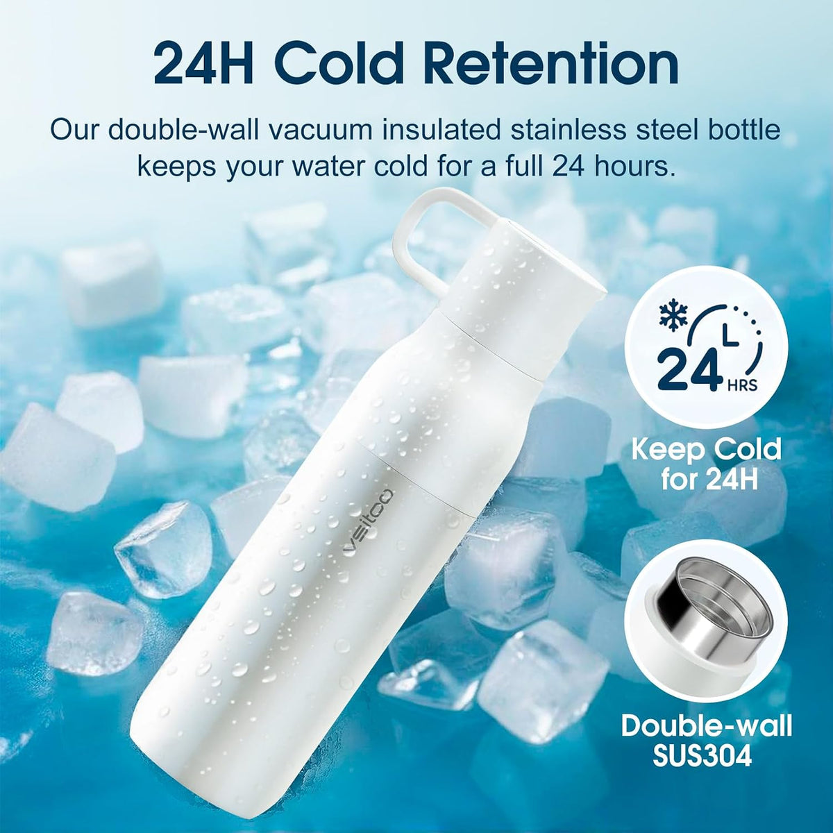 VSITOO S2 25oz Insulated Stainless Steel Filtered Water Bottle with Straw