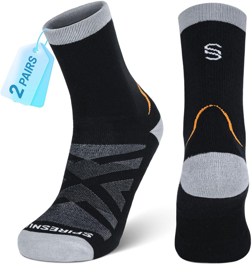 SPIRESNUG Moisture Wicking Crew Hiking Socks Women Men, 2-Pack