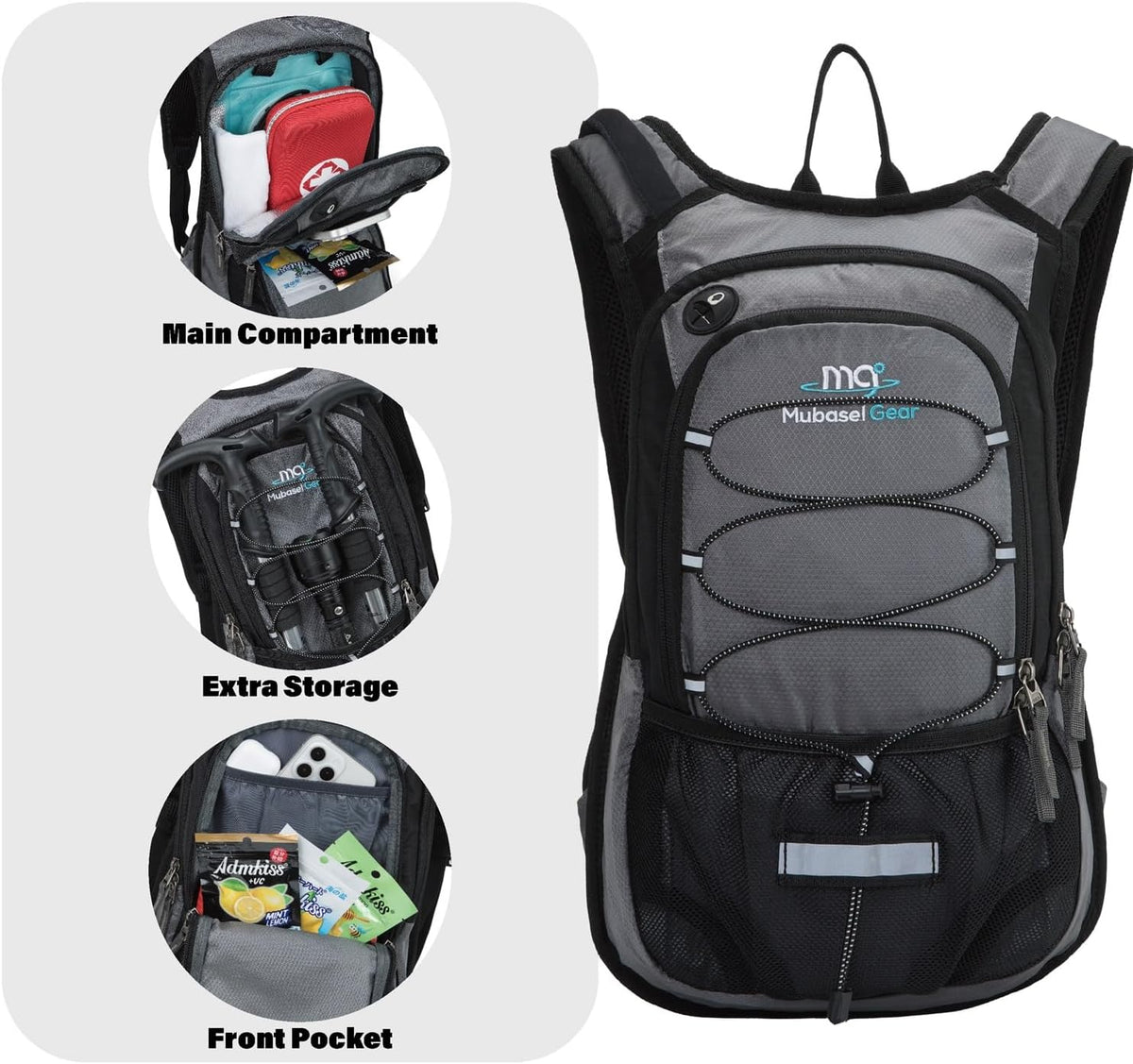 15L Insulated Hydration Backpack Pack with 2L Water Bladder Lightweight Hiking Backpack Bag for Women Men Daypack for Hiking Running Festival Camping Biking