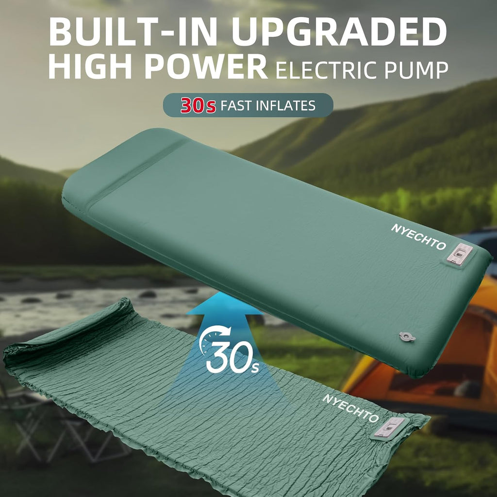 Self Inflating Sleeping Pad with Electric Pump, 30s Inflate Memory Foam Mat