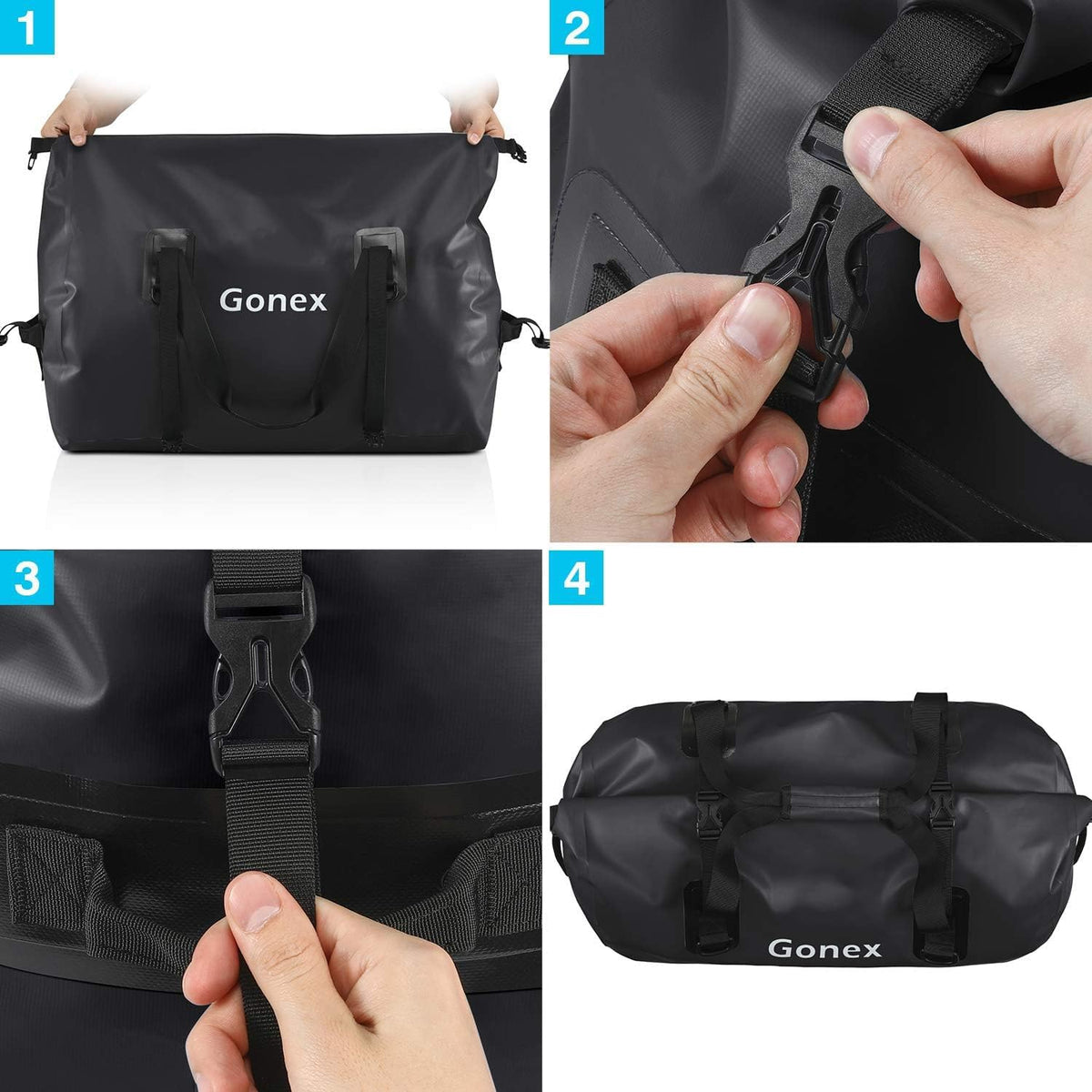 Gonex Waterproof Duffel Bag, 40L/60L/80L Roll-Top Travel Kayaking Dry Bag
