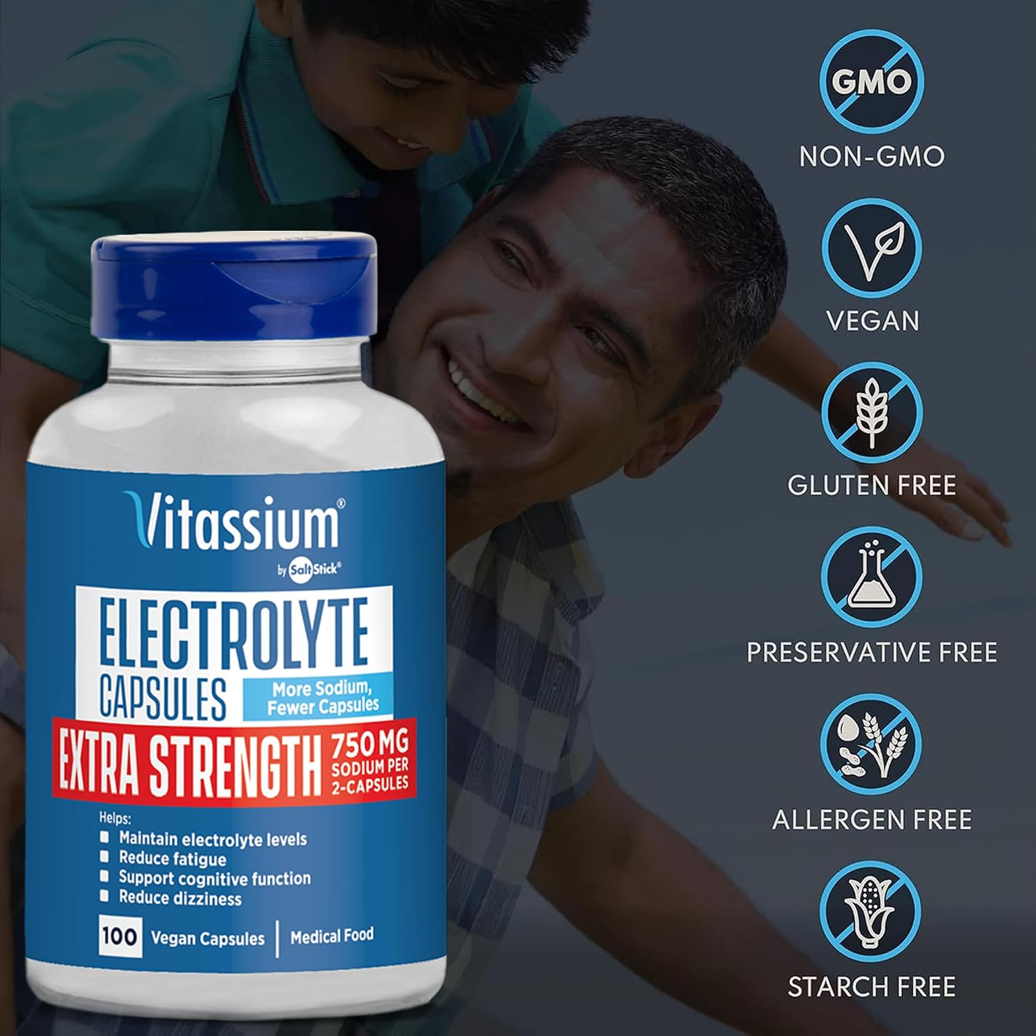 Vitassium Salt Pills Plus Strength For POTS Scientifically Formulated 100ct