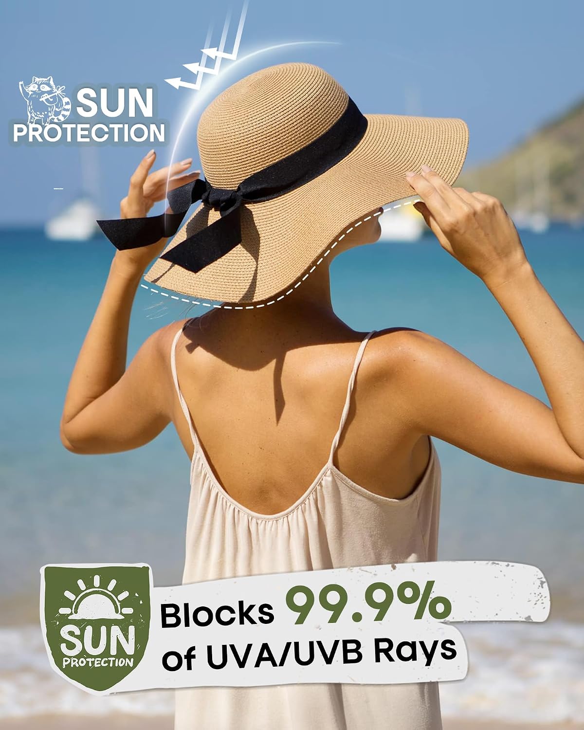 FURTALK Womens Sun Straw Hat Wide Brim Floppy Summer Beach Hats for Women