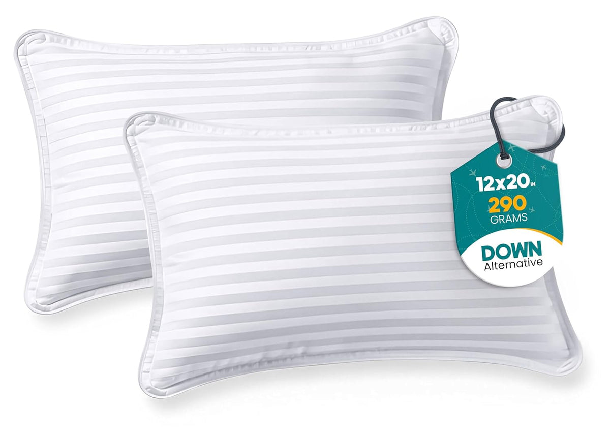 Utopia Bedding Travel Pillow, Polycotton Shell 12x20 Inch, White 2 Pack