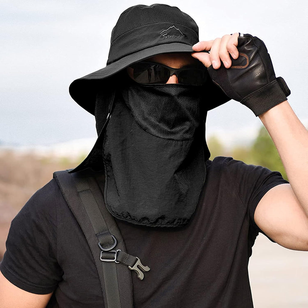 Fishing Hat for Men & Women, Sun Protection Hat with Face Cover & Neck Flap