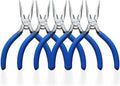 KAIHAOWIN 5" Mini Needle Nose Pliers - 5 Pack, Precision Small Long Nose Pliers for Jewelry Making & Wire Cutting, Spring Loaded Thin Needle Nose Pliers Set, Rustless High Carbon Steel