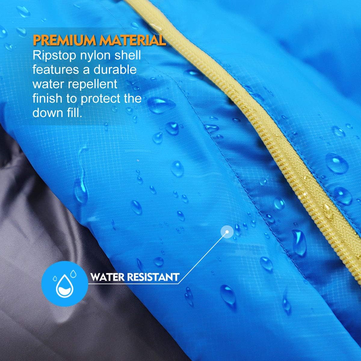 ZOOOBELIVES 10 Degree Down Sleeping Bag for Adults, 4-Season Cold-Weather Mummy Bag, Roomy Fit, 550+ Fill Power Warmth, Lightweight & Compressible for Car Camping, Backpacking & Hunting - AlpliveD1500