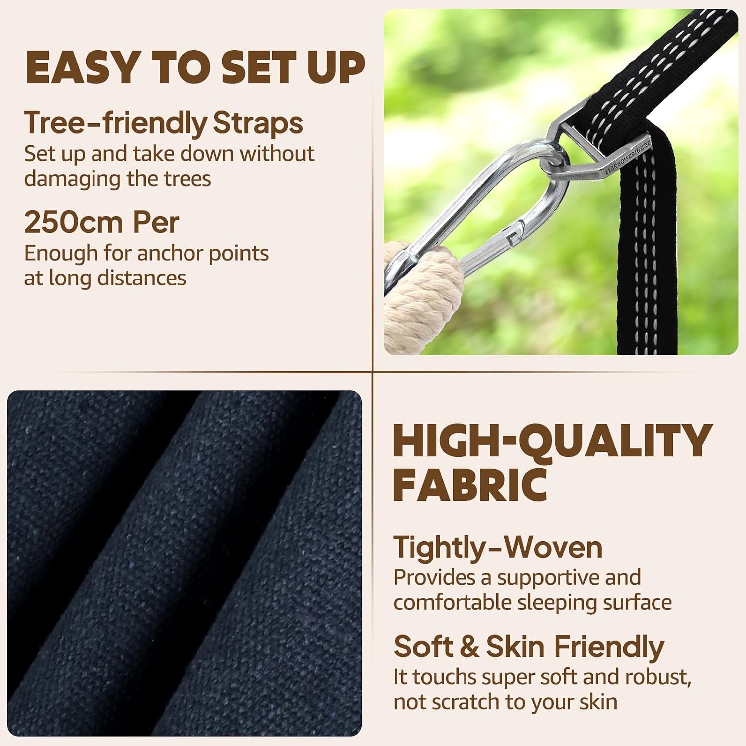 Chihee Cotton Hammock 8.9x4.9ft Holds Up to 660lbs Prevents Side-Tipping