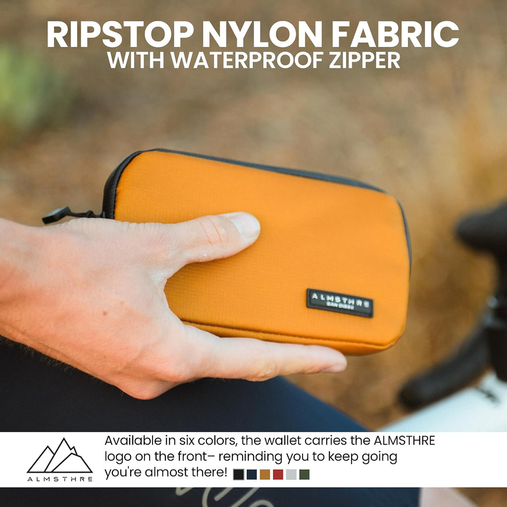 ALMSTHRE Ride Wallet 7”x4” | Waterproof Cycling Wallet for Phone, Cards & Essentials | Durable Ripstop Nylon – Fits Most Phones & Passports | Secure Storage for Biking & Travel