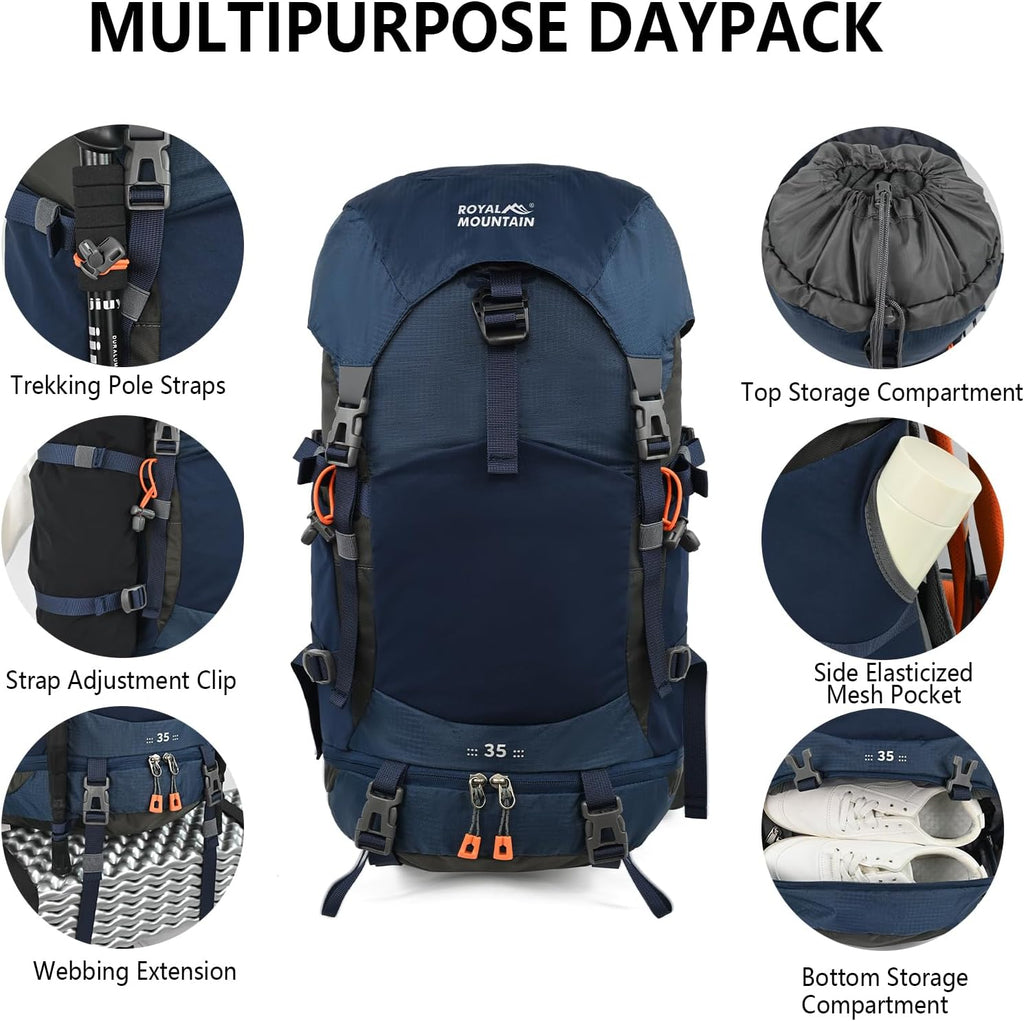 Hiking Backpack for Women Men,30+5L Waterproof Camping Backpacking Backpack