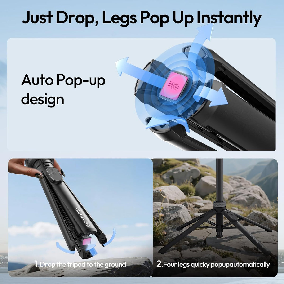 ULANZI MT85 60"Magnetic Phone Tripod for iPhone18Pro Auto Open Selfie Stick