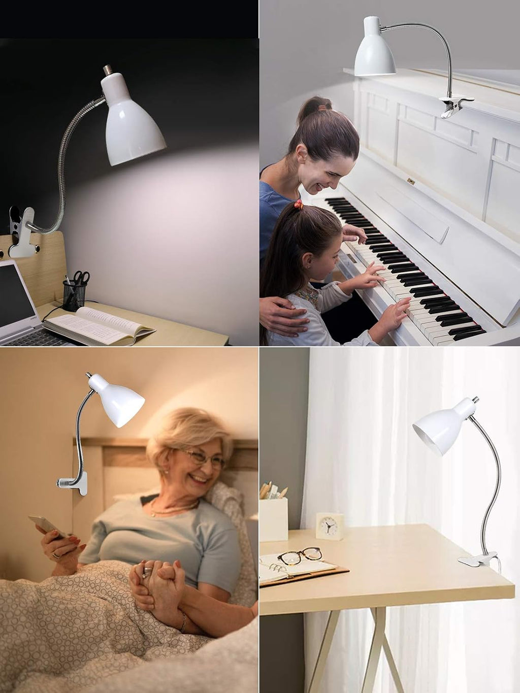 LALISU Desk lamp Eye-Caring Table Lamps, 360°Rotation Gooseneck Clip Lamp