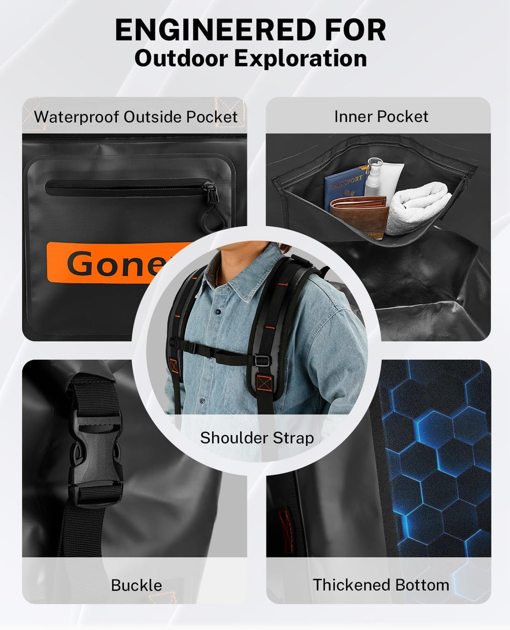 Gonex Waterproof Duffel Bag, 150L Heavy Duty Dry Bag, Reinforced Bottom