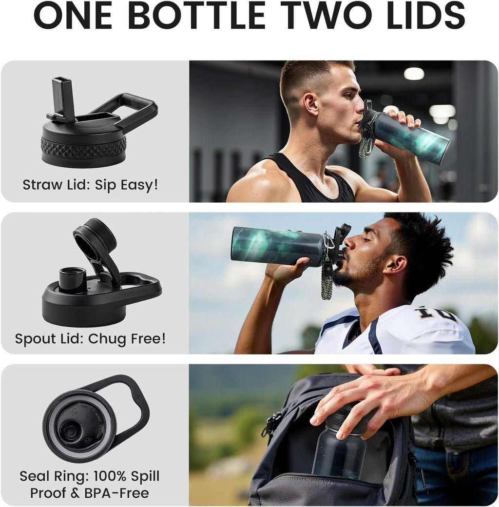 RAYMYLO Insulated Water Bottle 40 oz, Triple Wall Vacuum Stainless Steel