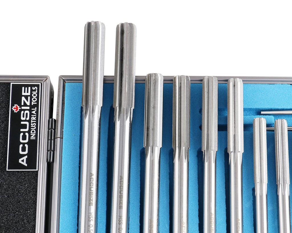 Accusize Industrial Tools Chucking Reamer Set, 0.1240" to 0.5010", 14 Pc