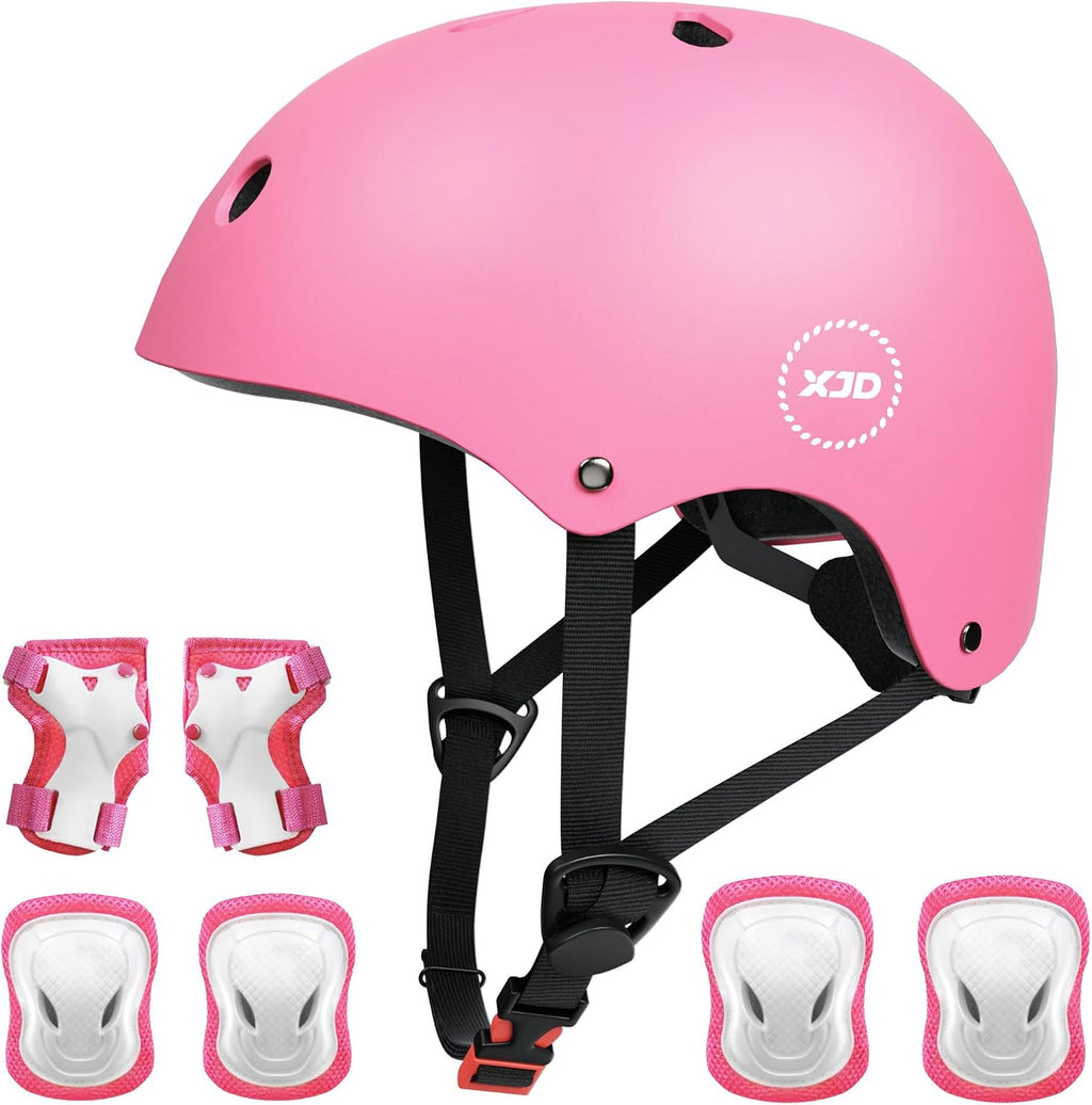 XJD Kids Bike Helmet Set for 3-5-8-14 Years, Knee Elbow Pads Wrist Guards
