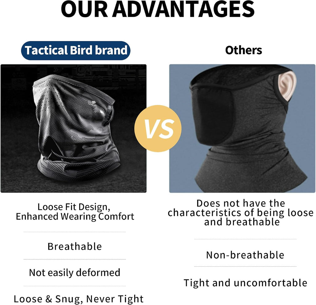 Men's Loose Fit Ear Loop Ice Silk Cooling Neck Gaiter, UPF50+ UV Sun Protection Face Cover, High Elastic Quick Dry Breathable Sunscreen for Cycling, Fishing, Hiking, Outdoor Sports and Daily Commute