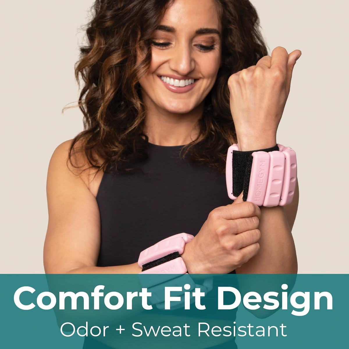 Home Gym Ankle and Wrist Weights for Women, Set of 2, 1 lb, Pink