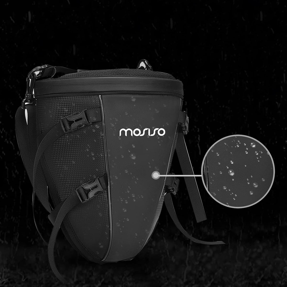 MOSISO Motorcycle Tail Bag Waterproof Polyester Storage Saddle Bag,Black