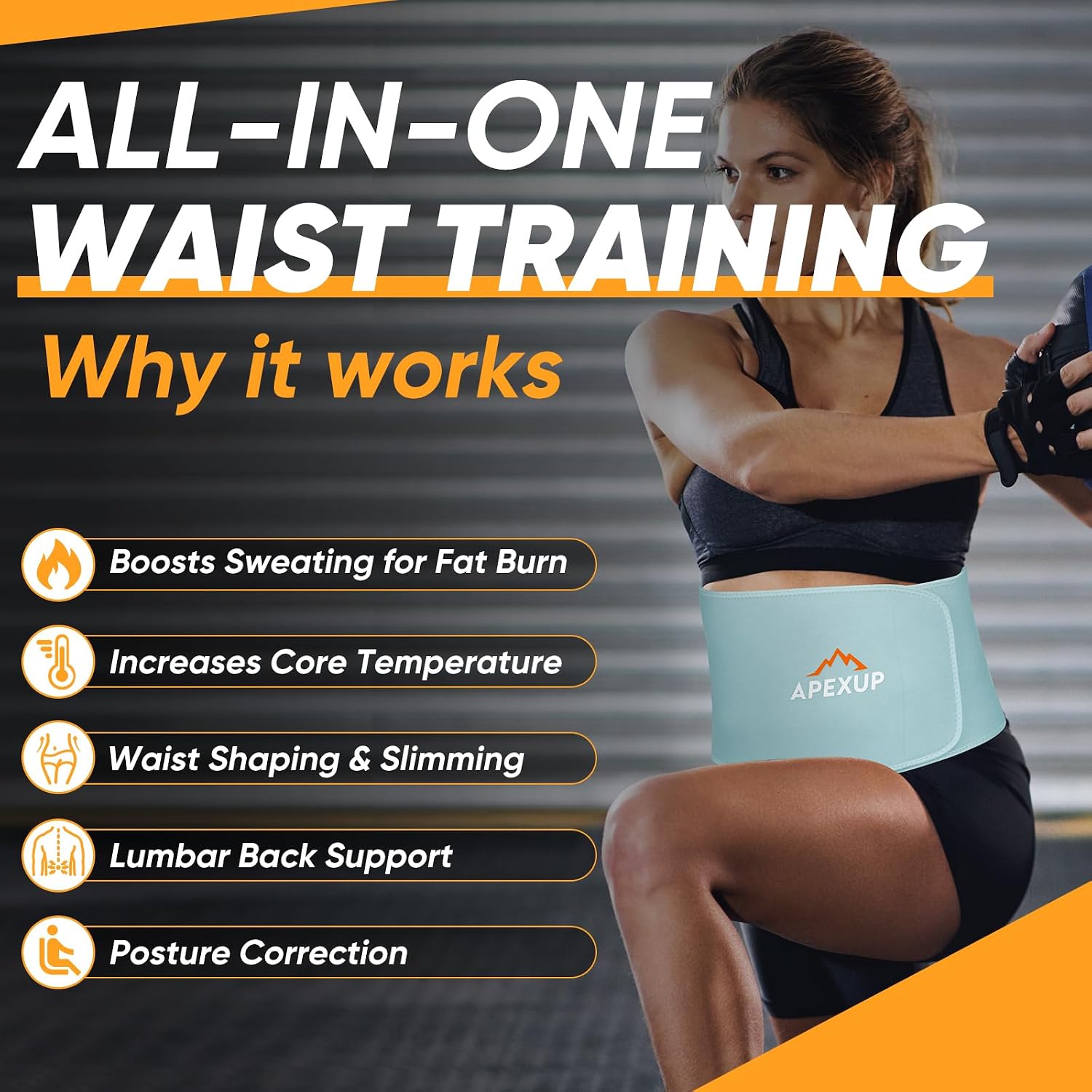 APEXUP Waist Trainer for Women Lower Belly Fat, Men Sweat Band, Stomach Wrap, Waist Trimmer with Removable Lumbar Support