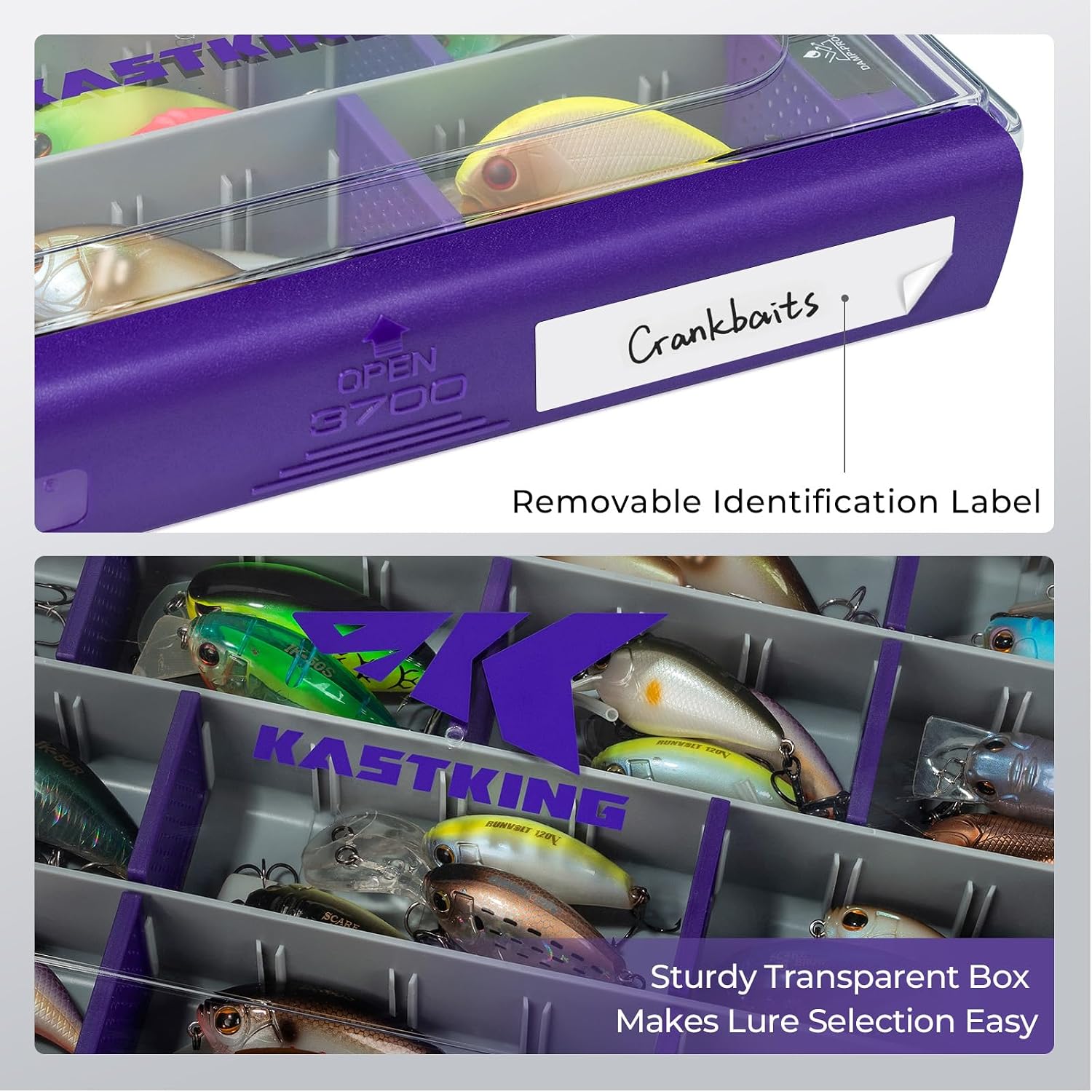 KastKing HyperSeal Waterproof Tackle Box, 3700 2 Packs, Purple