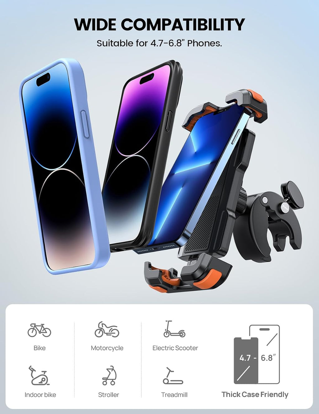 Lamicall Motorcycle Bike Phone Holder with Upgrade Quick Install Bar Clip