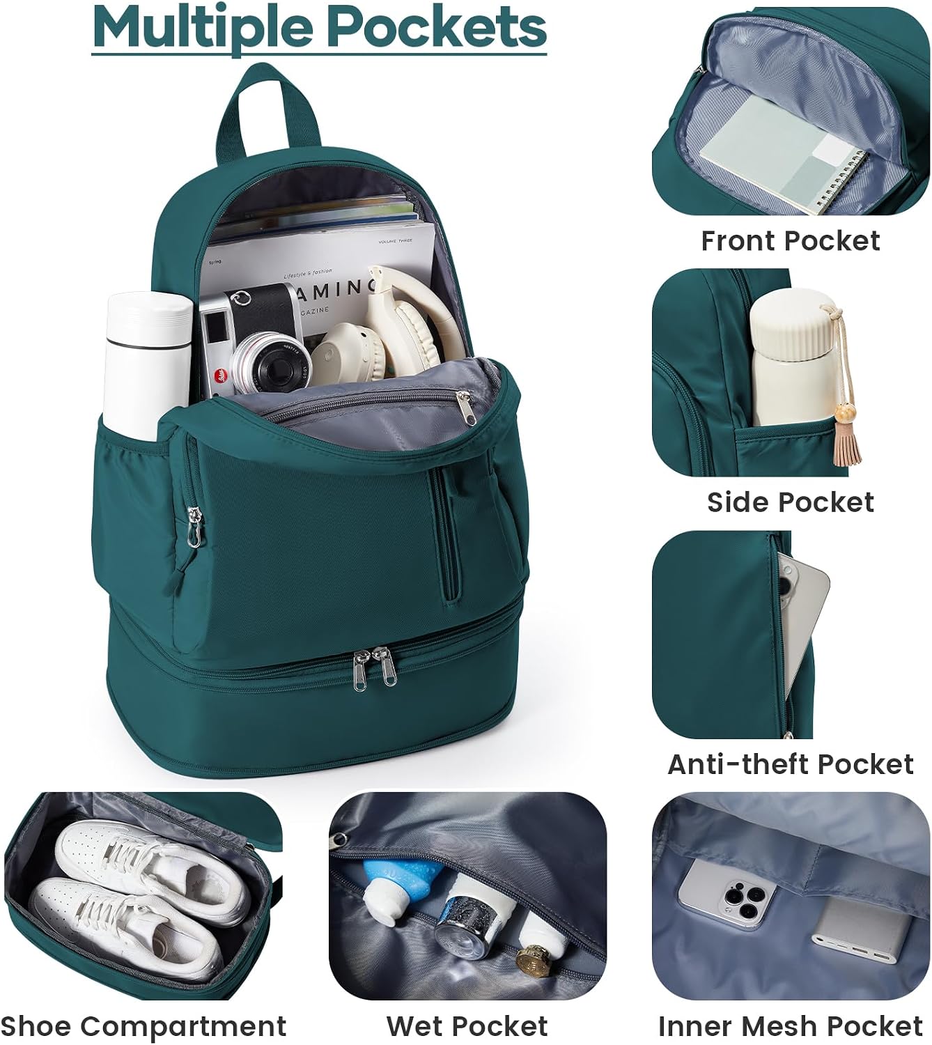 Gym Backpack for Women, Dance Volleyball Backpacks With Shoe Compartment