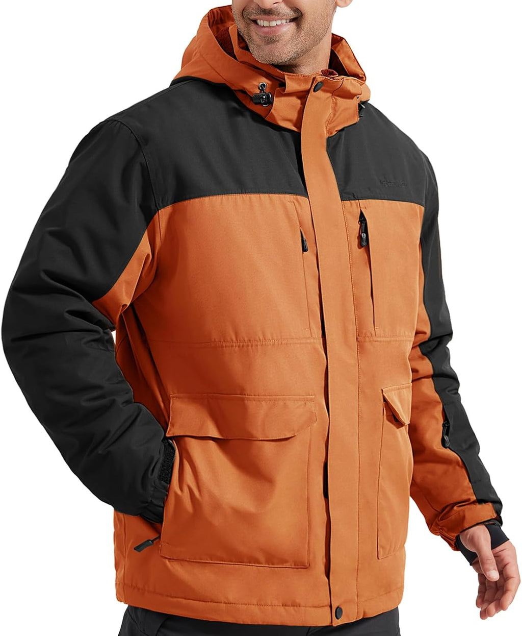 FREE SOLDIER Men's Waterproof Ski Jacket Fleece Lined Warm Winter Snow Coat with Hood Fully Taped Seams