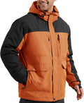 FREE SOLDIER Men's Waterproof Ski Jacket Fleece Lined Warm Winter Snow Coat with Hood Fully Taped Seams