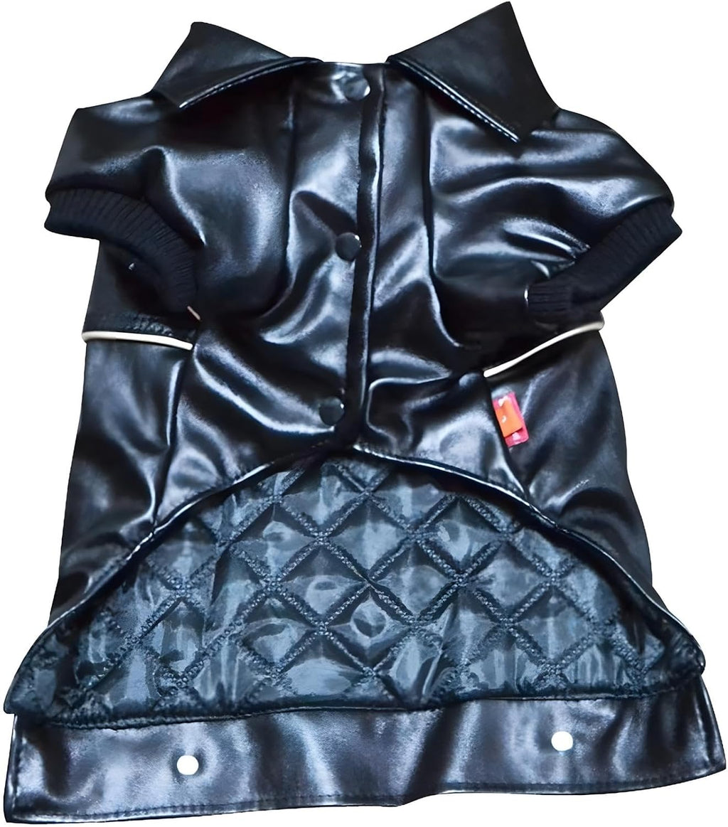 Dog Winter Coat Pu Leather Motorcycle Jacket for Dog Pet Clothes Leather Jacket, Waterproof(L)
