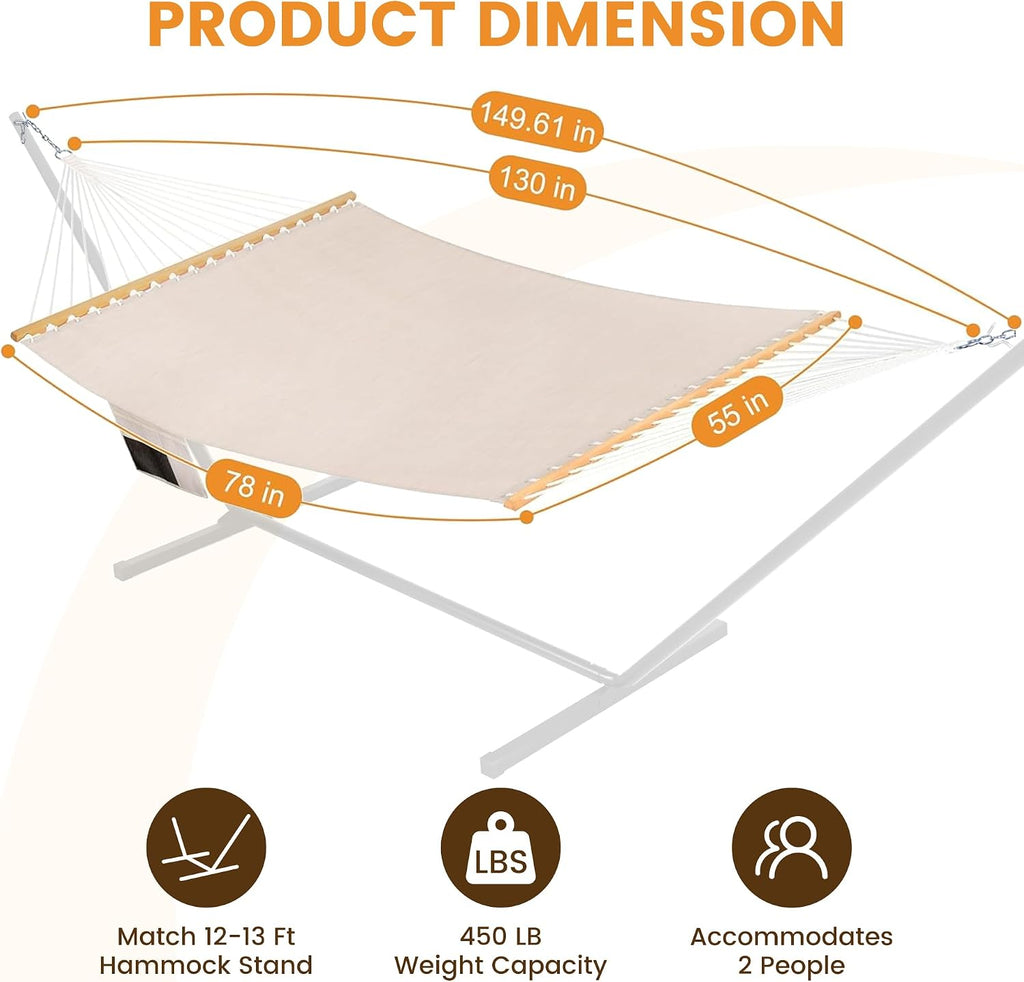 Lazy Daze Double Acrylic Quick Dry Hammock with Spreader Bar for Outdoor