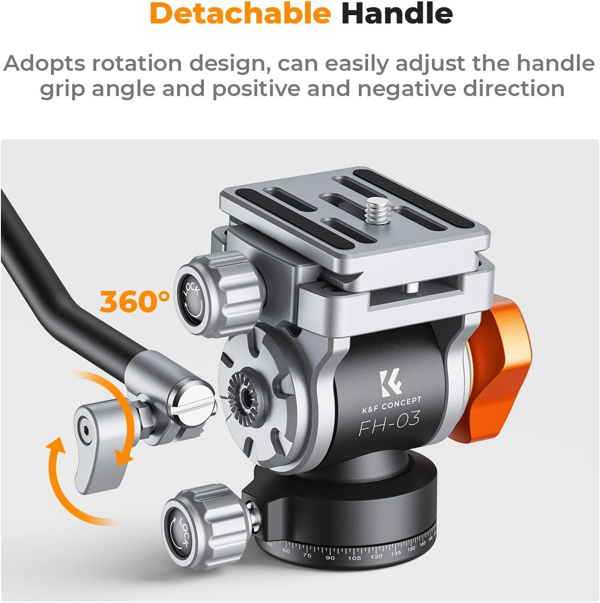 K&F CONCEPT Fluid Head, Silky-Smooth, Stable Tripod Fluid Head for pan and tilt,Arca Swiss-Compatible Fluid Head Mount, max Load 11 lbs/5kg FH-03