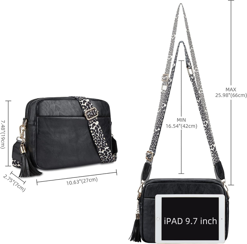 Women's Leather Crossbody Bag Zipper Shoulder Camera Purse