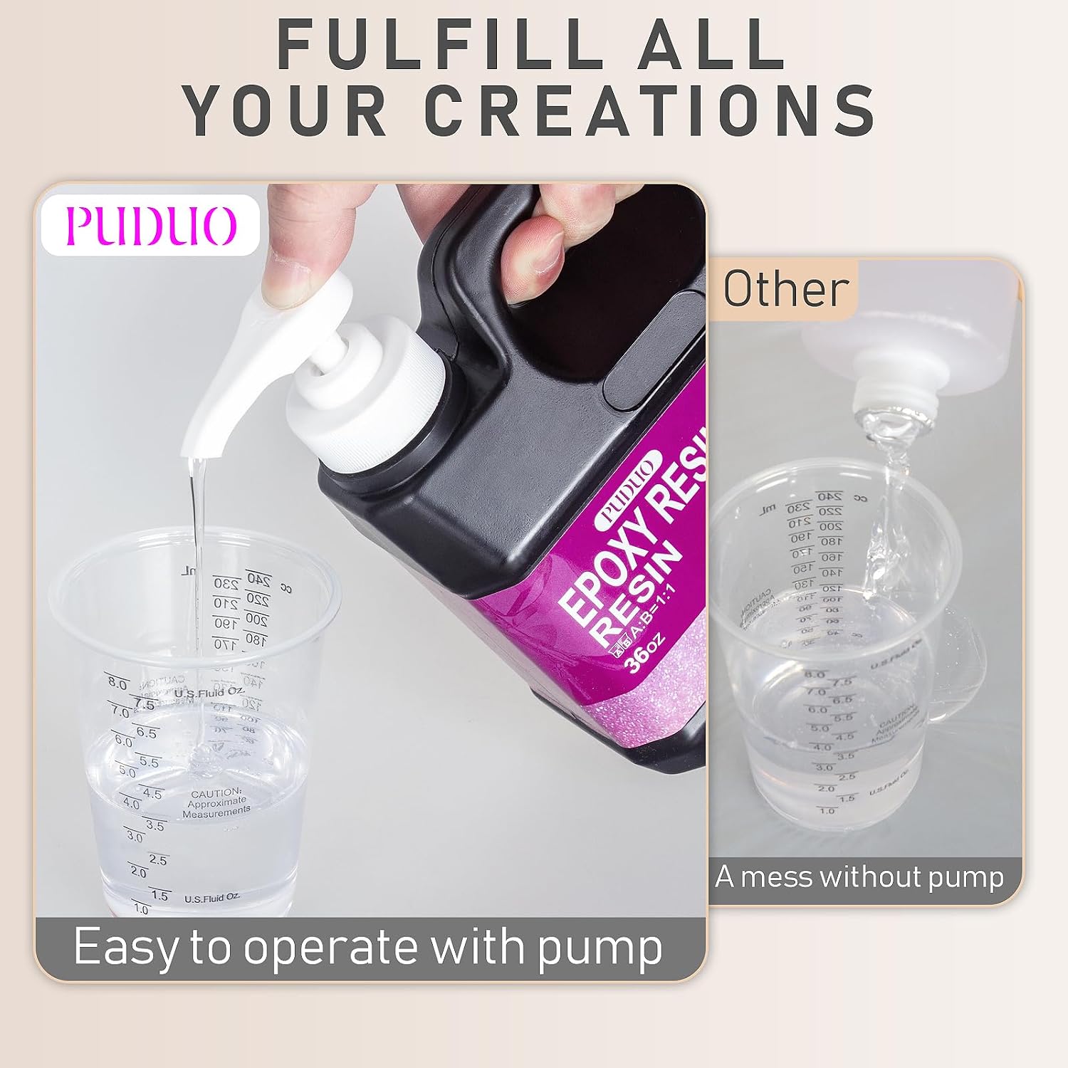 Puduo Epoxy Resin Kit 72OZ, Newly Formulated Crystal Clear Epoxy Resin
