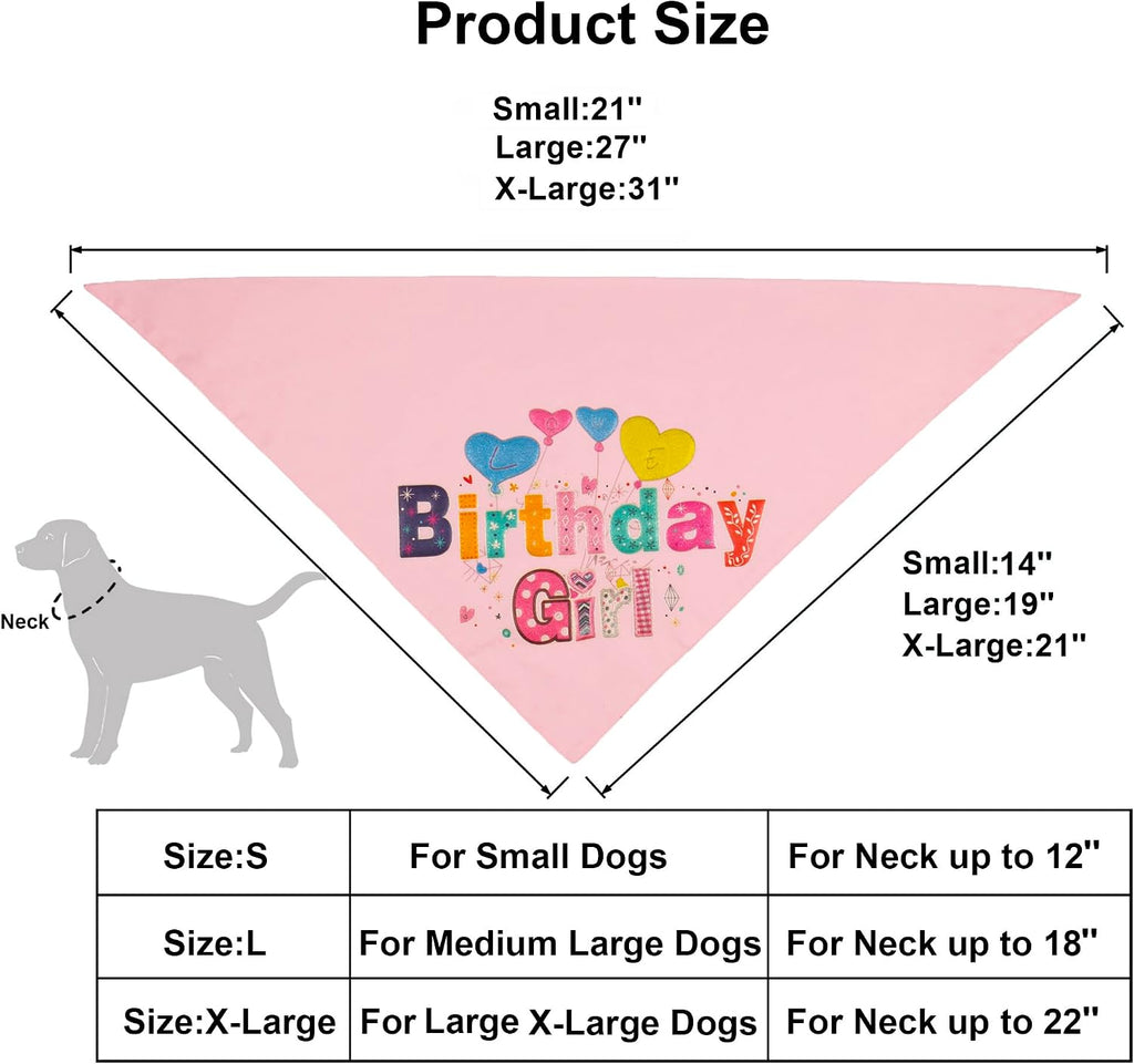 ADOGGYGO Dog Birthday Hat, Pink Birthday Girl Bandana & Tutu Set, Small