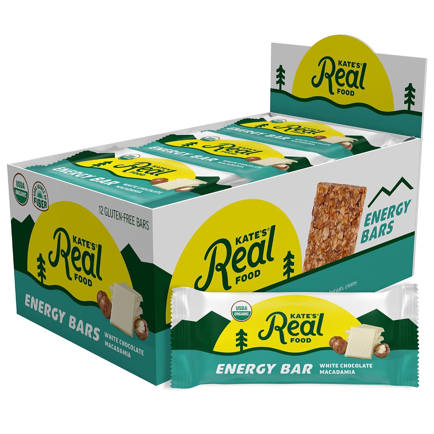 Kate's Real Food Organic Granola Bars White Choc Macadamia (2.2 oz, 12 ct)